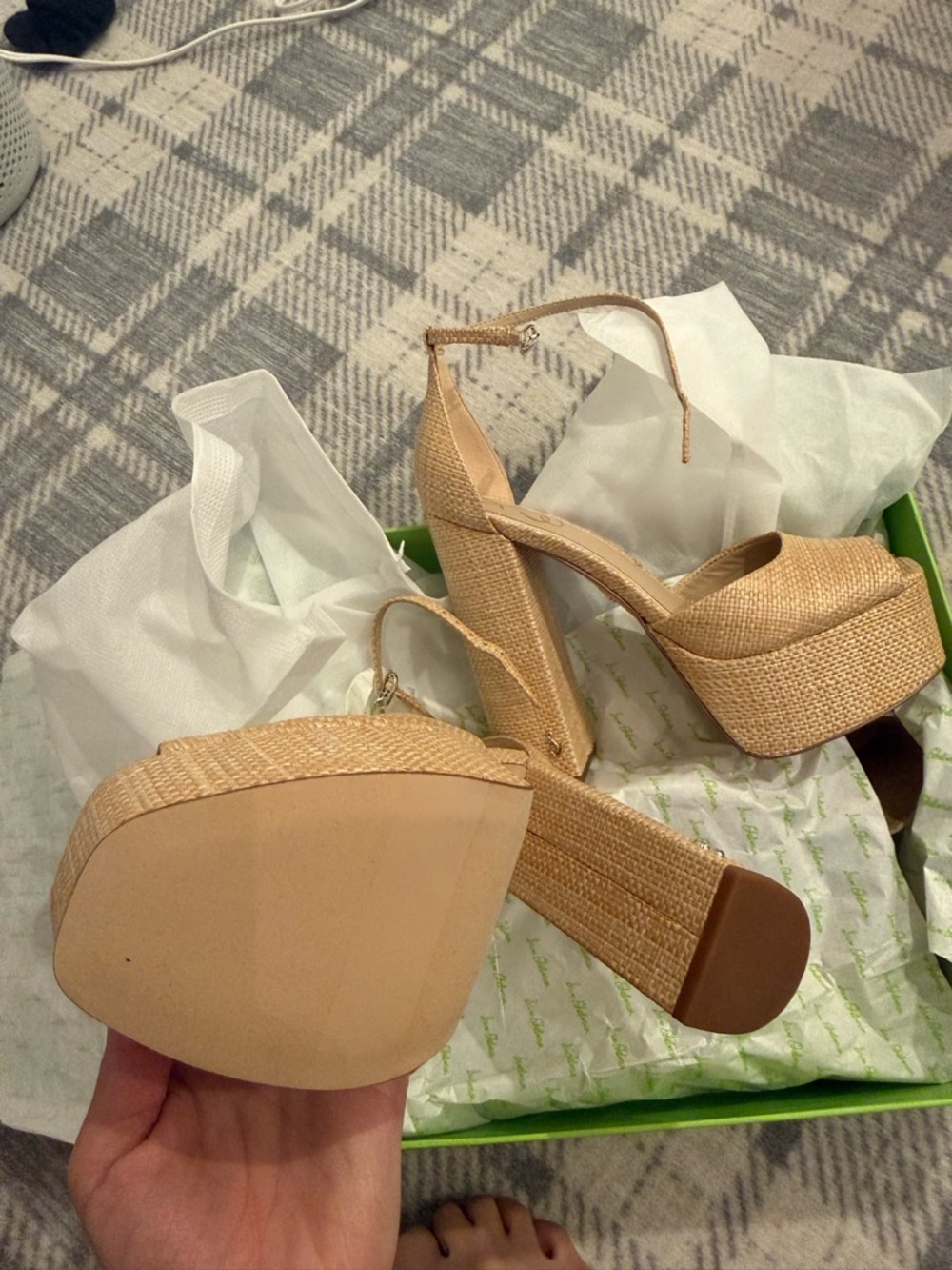 Sam Edelman Woven Platform Ankle-Strap Sandals - Natural Tan - Picture 6 of 7